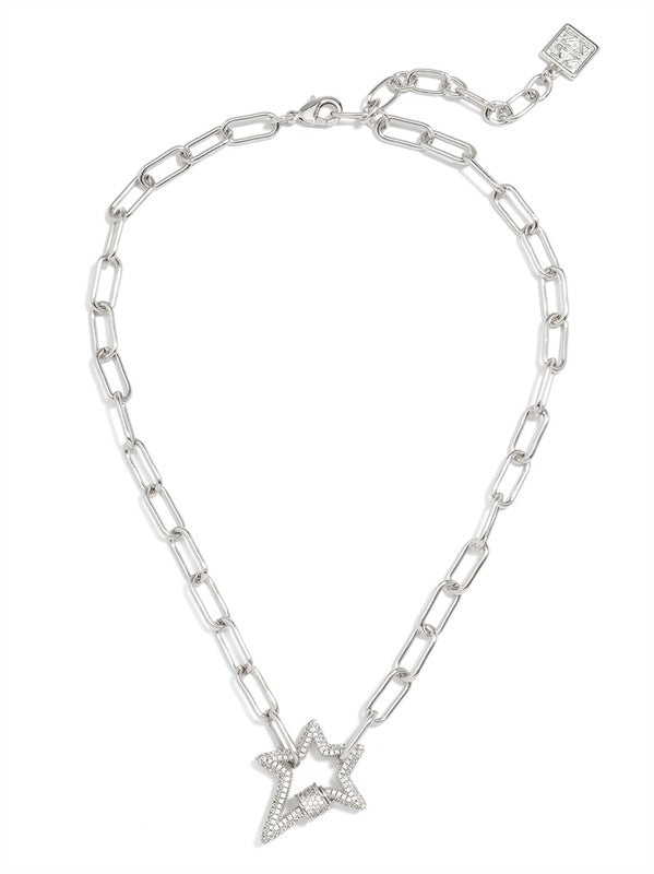 Diamond Star Necklace in Rhodium Clear