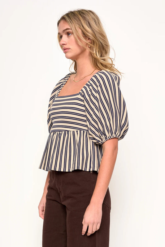 Gemma Top in Navy/Taupe