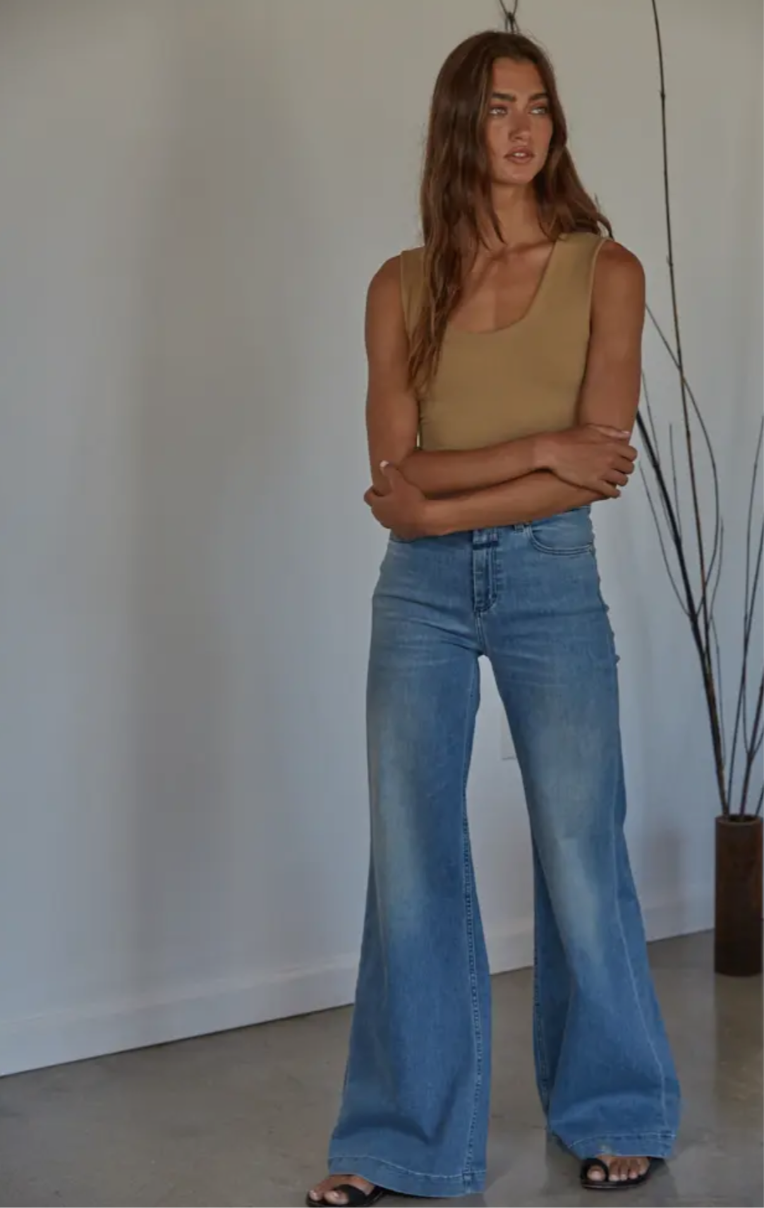 Double Layered Seamless Top in Light Taupe