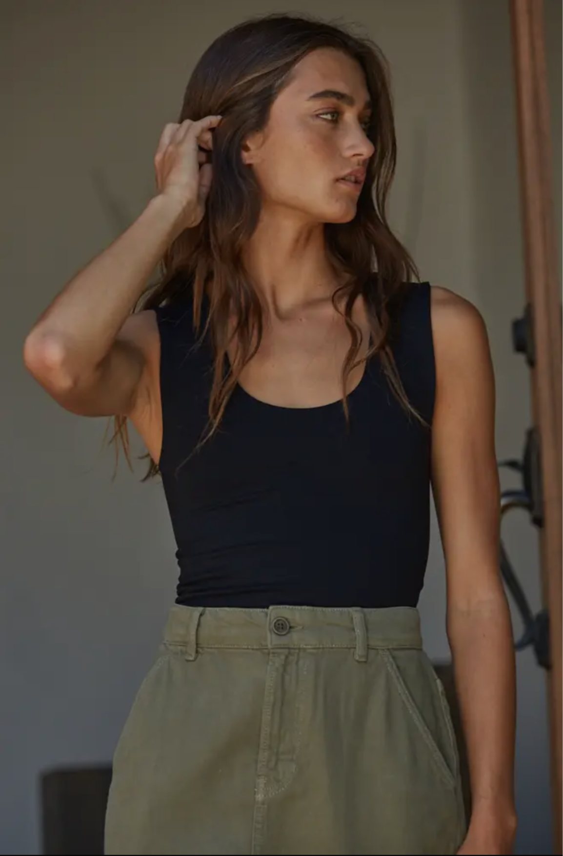 Double Layered Seamless Top in Black