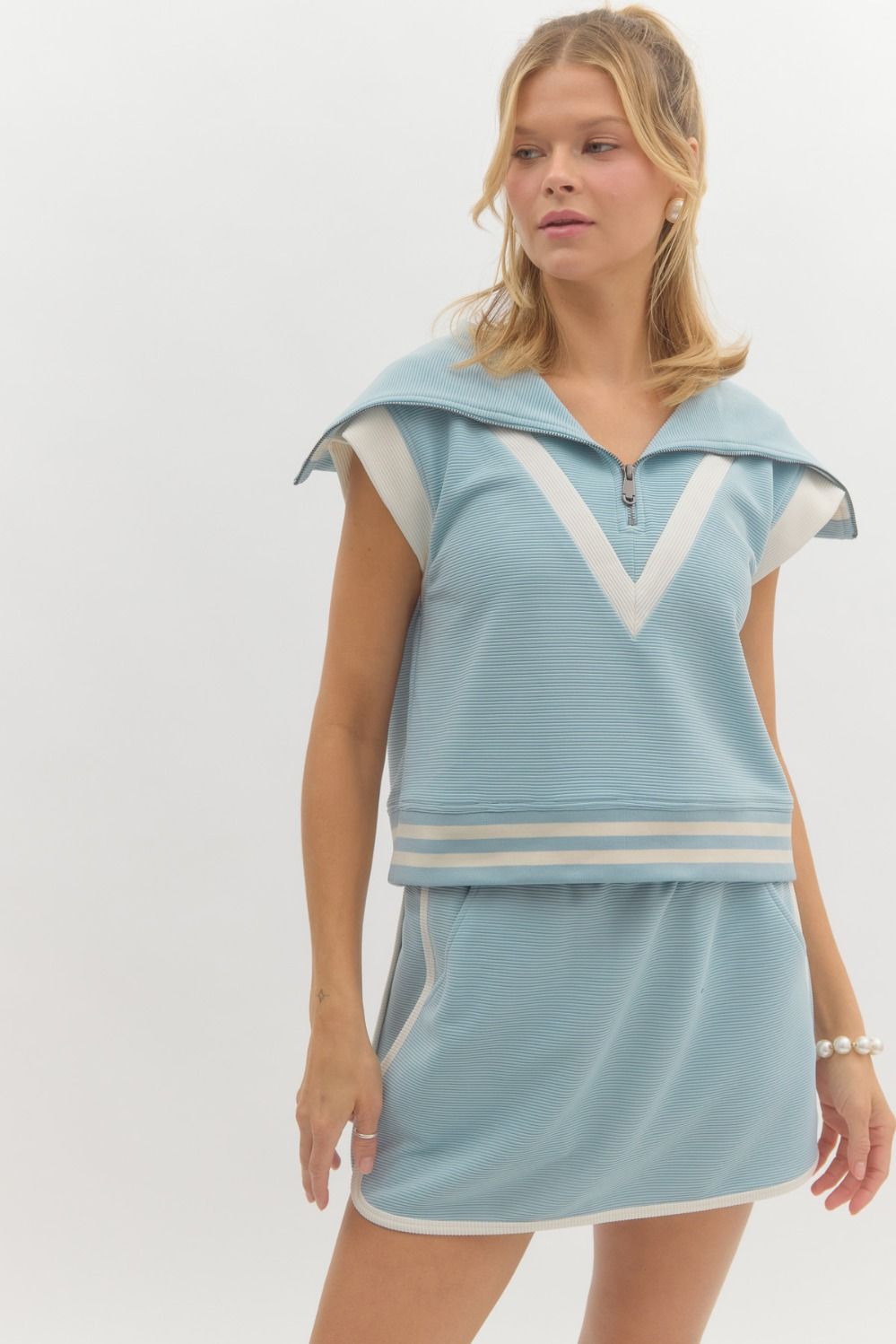 Light Blue Skirt Set
