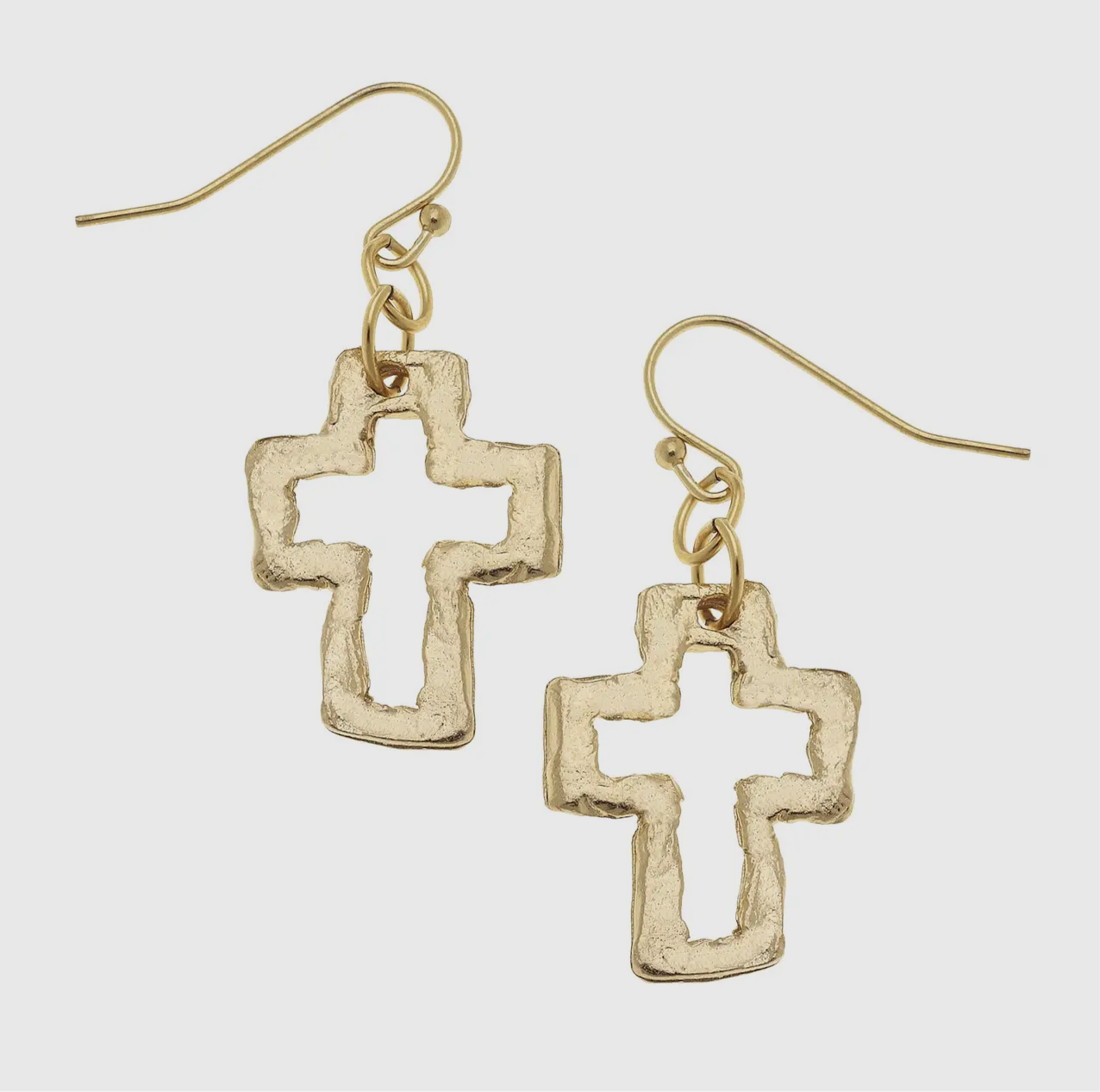 Gold Open Cross Earrings