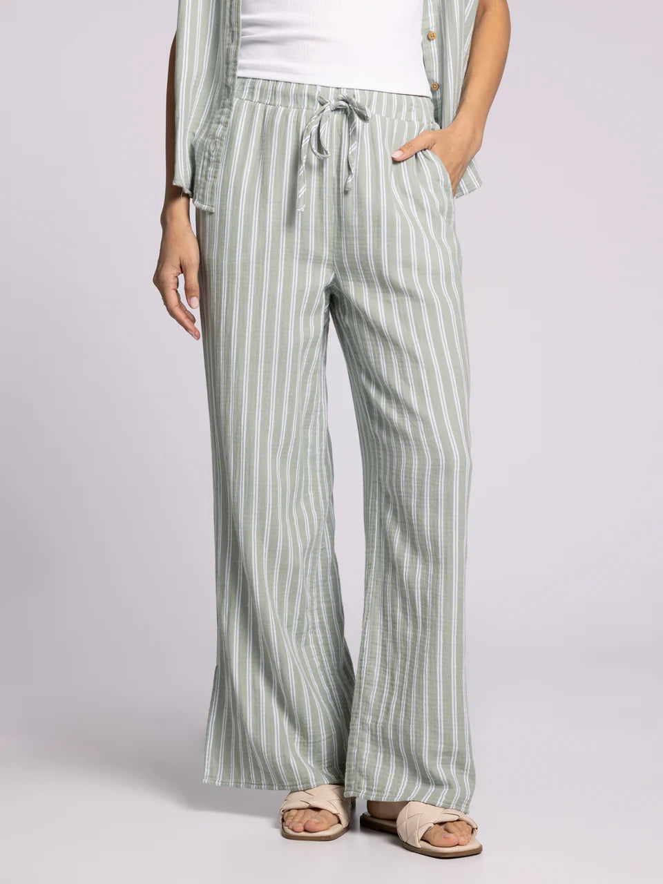 Sage and White Stripe Set