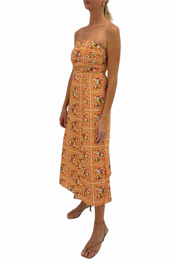 Clayton Midi Dress in Summer Peach