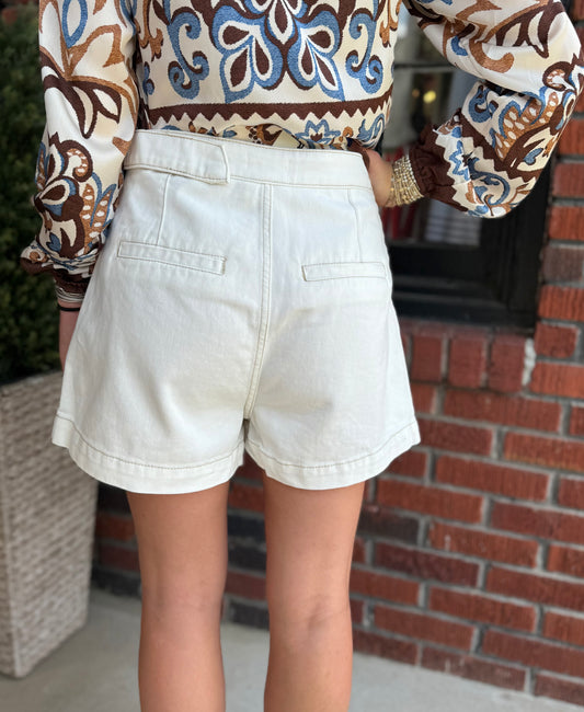 Slanted Front Skort in Natural