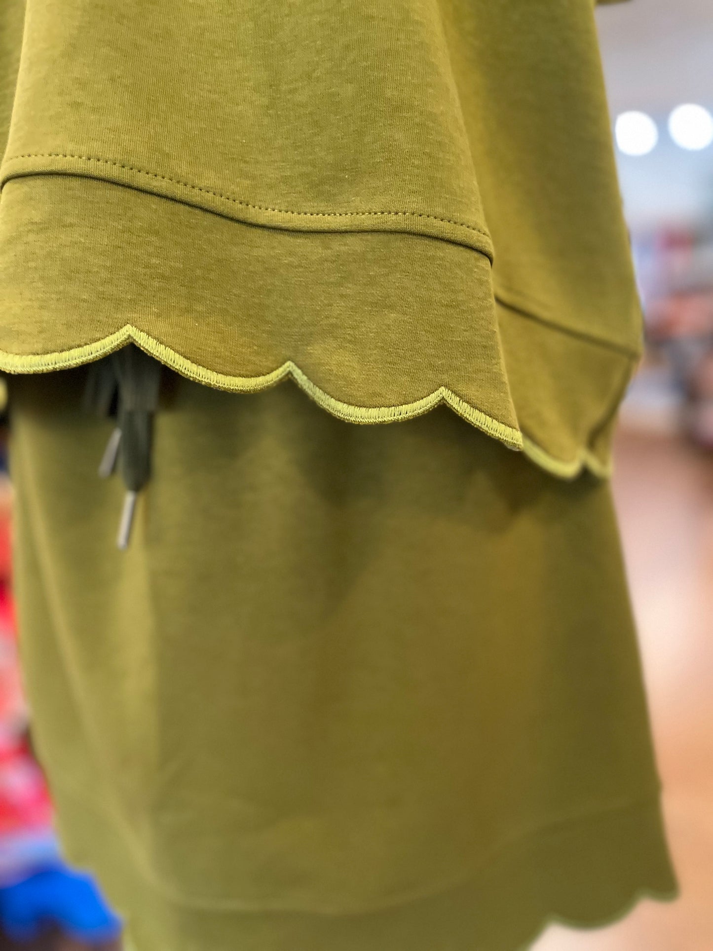 Olive Scallop Skirt Set