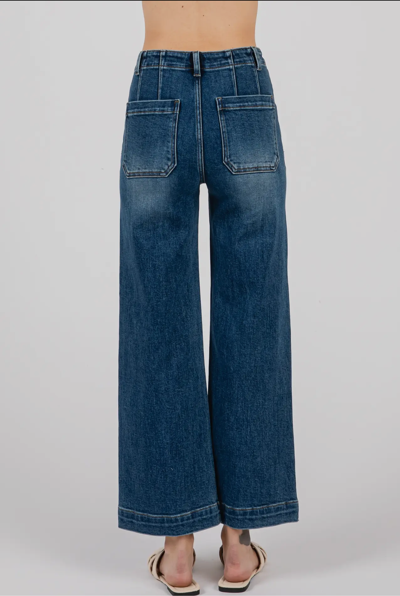 Dark Paola Wide Leg Jean W/Seam Lines
