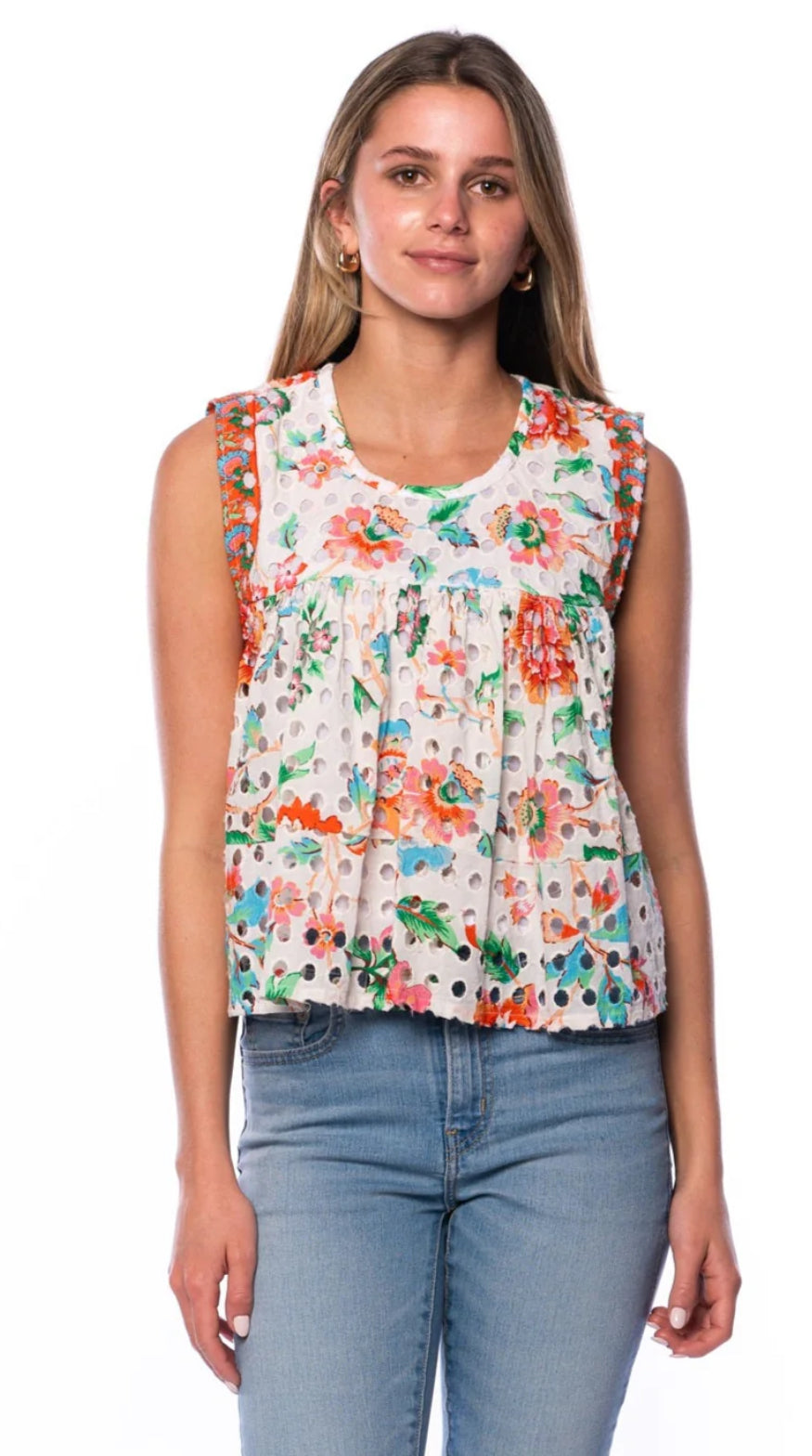 Orion Eyelet Blouse in Tearose