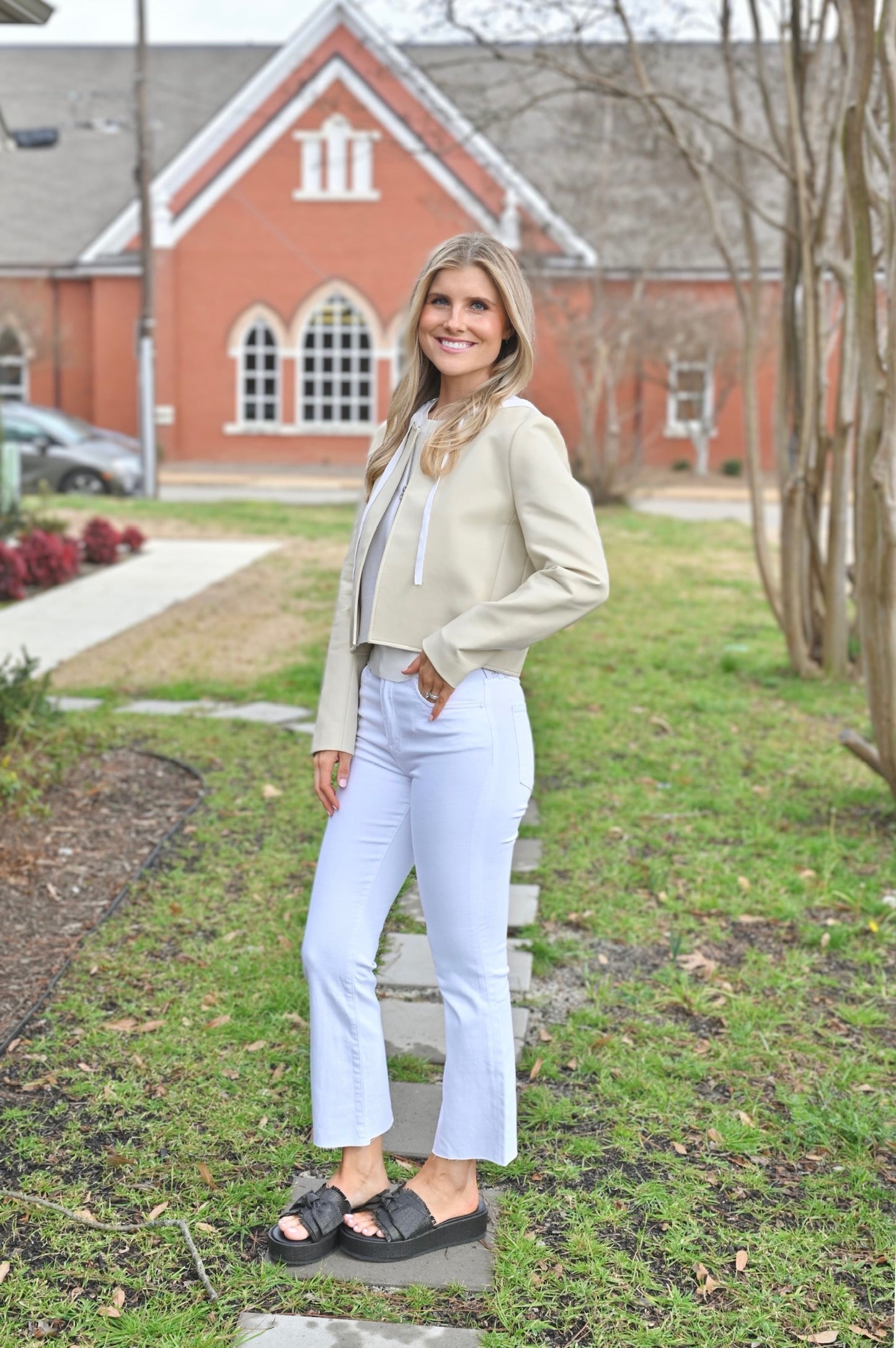 Solid Cotton/Cashmere Jacket in Natural