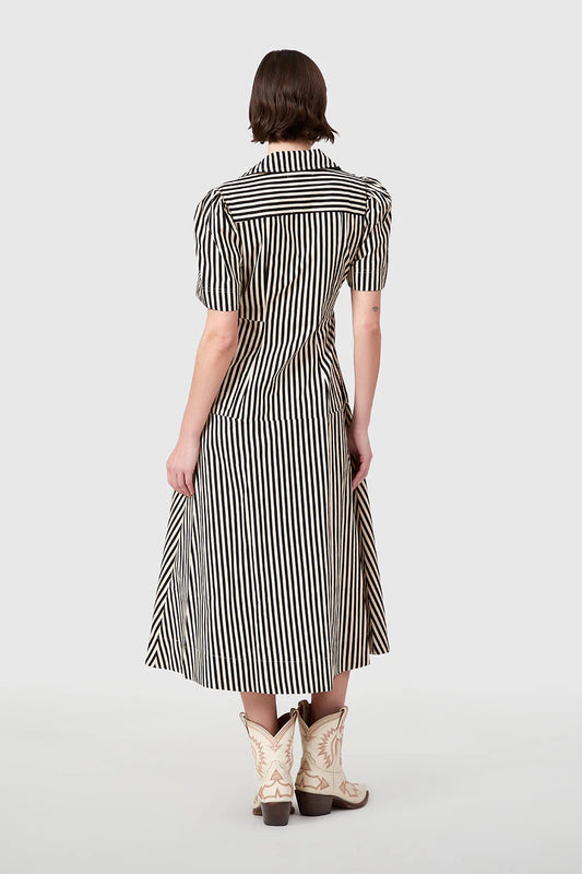 Clark Dress in Ganache Pinstripe