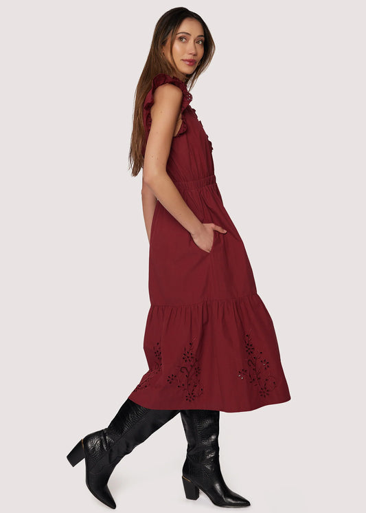 Artists Aura Midi Dress in Crimson