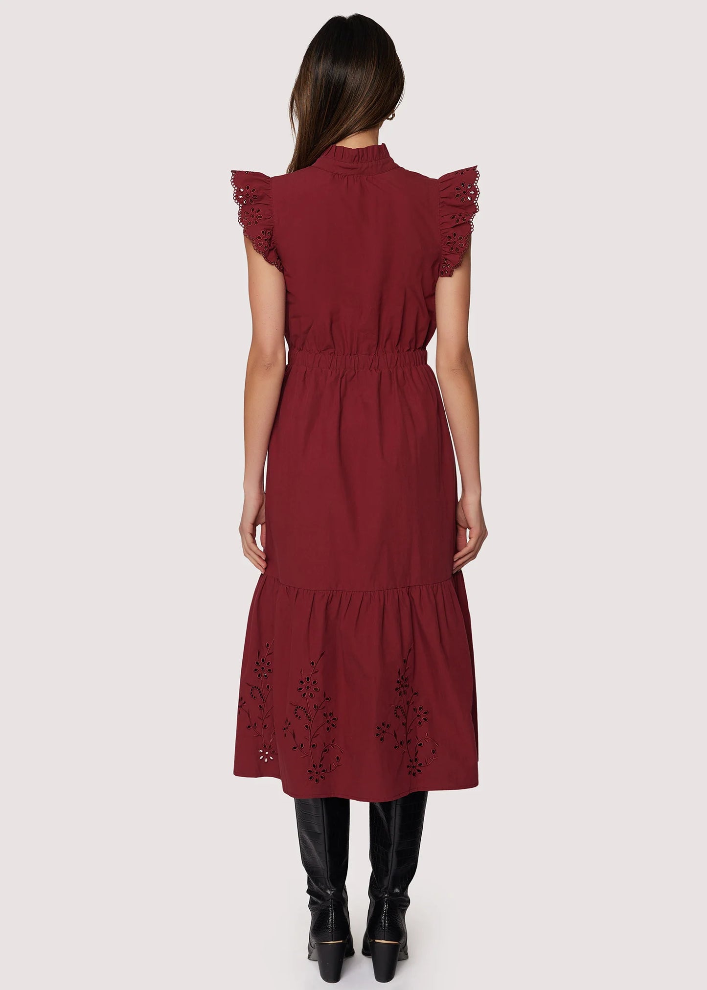 Artists Aura Midi Dress in Crimson