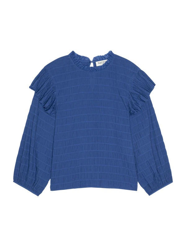 Aria Ruffle Top in Sapphire