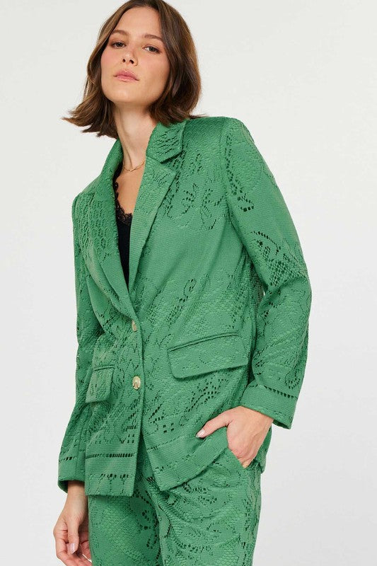 Long Sleeve Lace Jacket in Spring Green