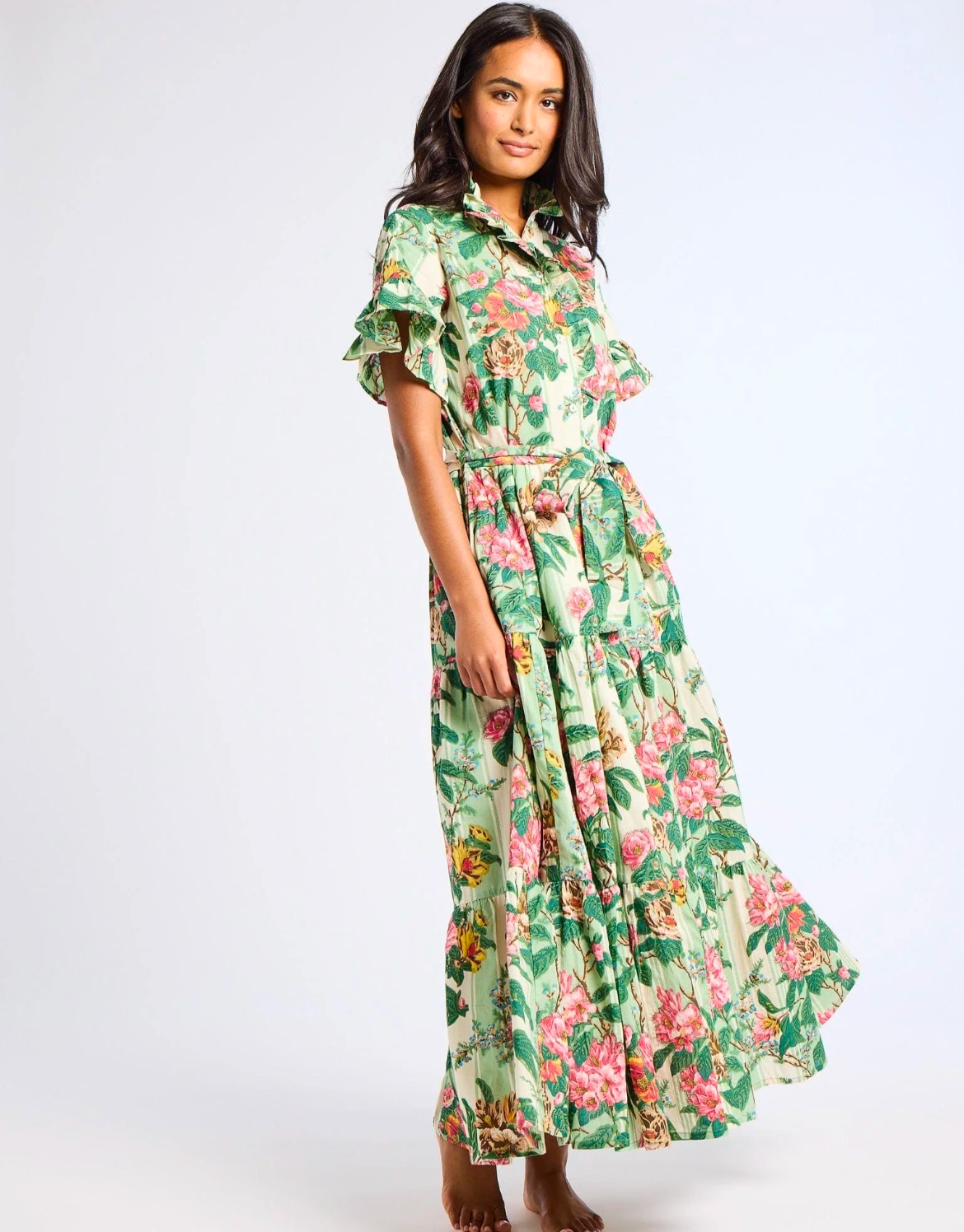 Victoria Dress in Garden Stripe