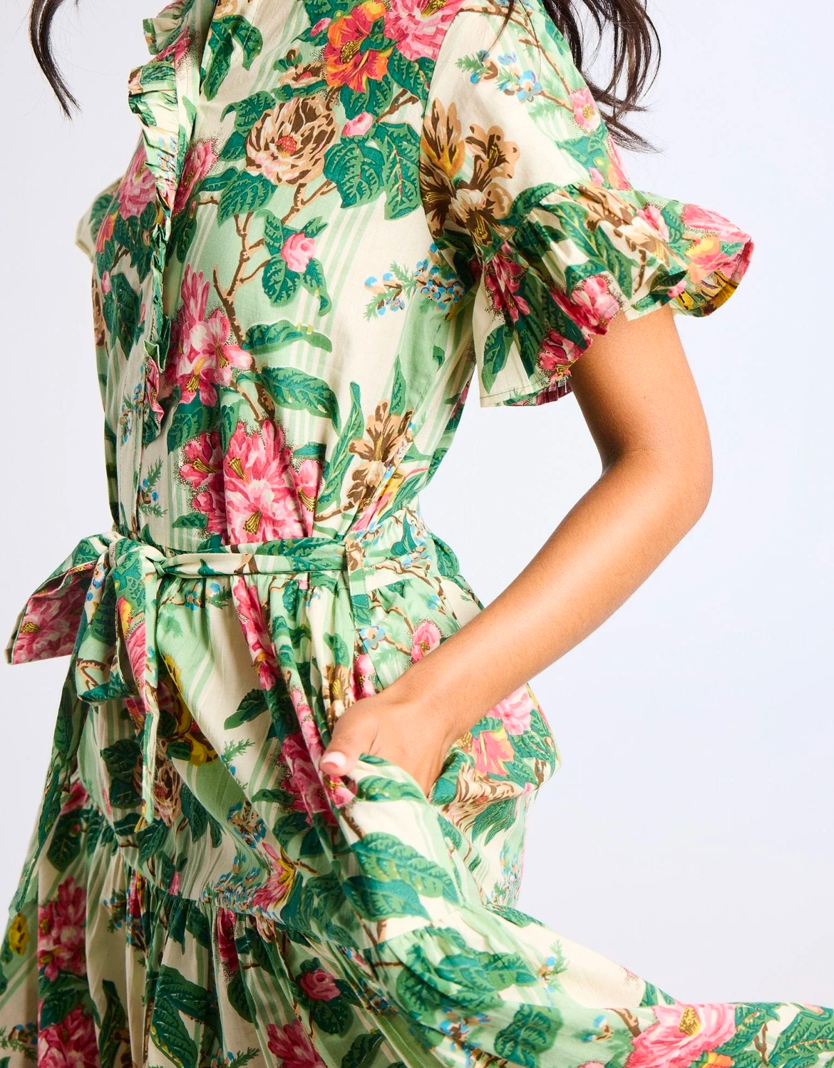 Victoria Dress in Garden Stripe