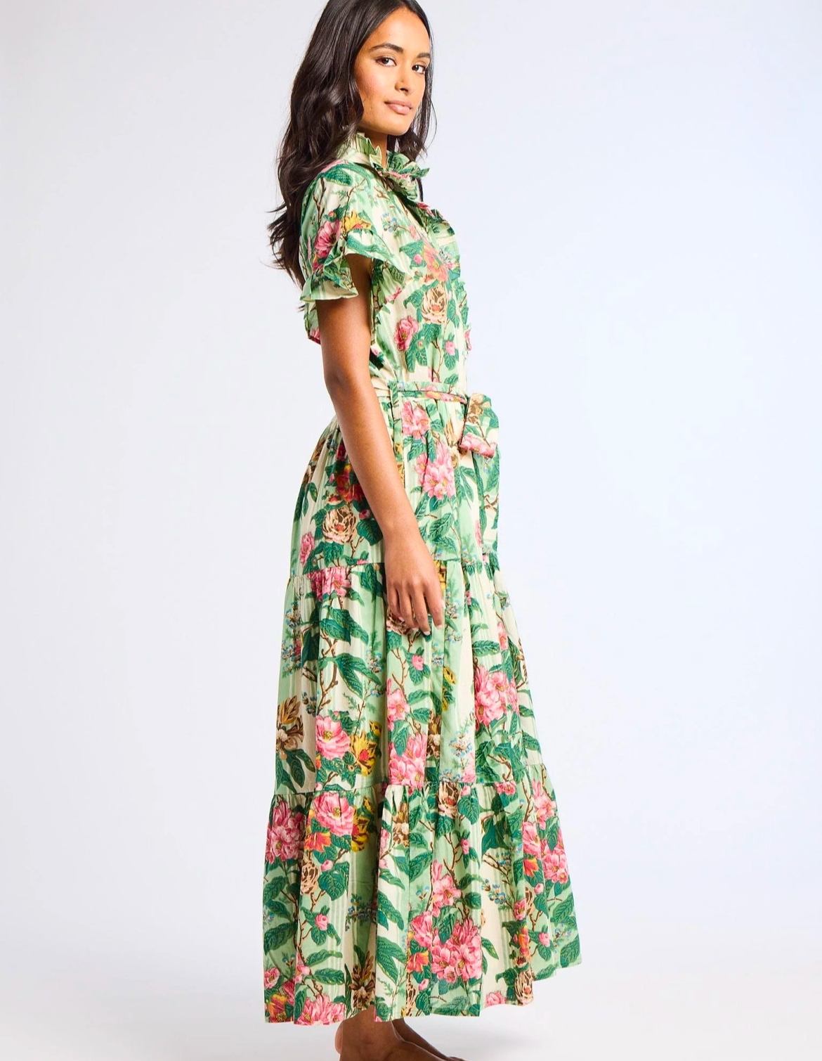 Victoria Dress in Garden Stripe