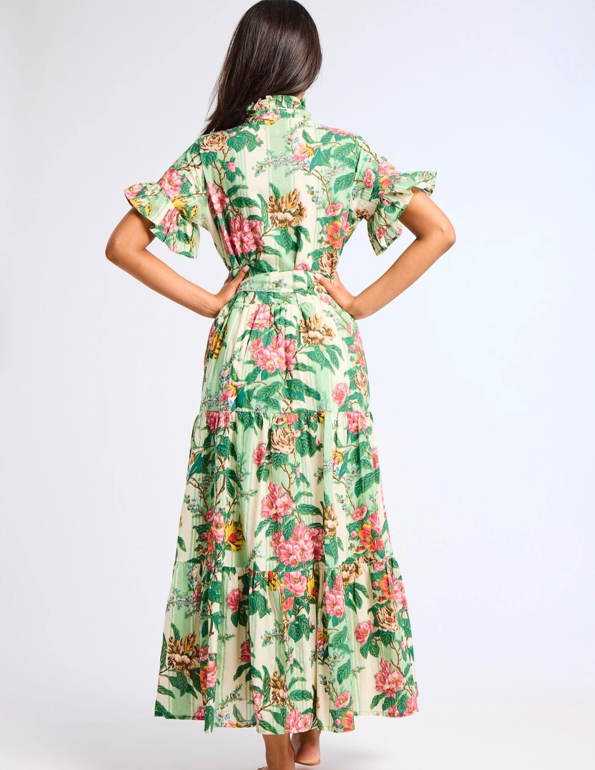Victoria Dress in Garden Stripe
