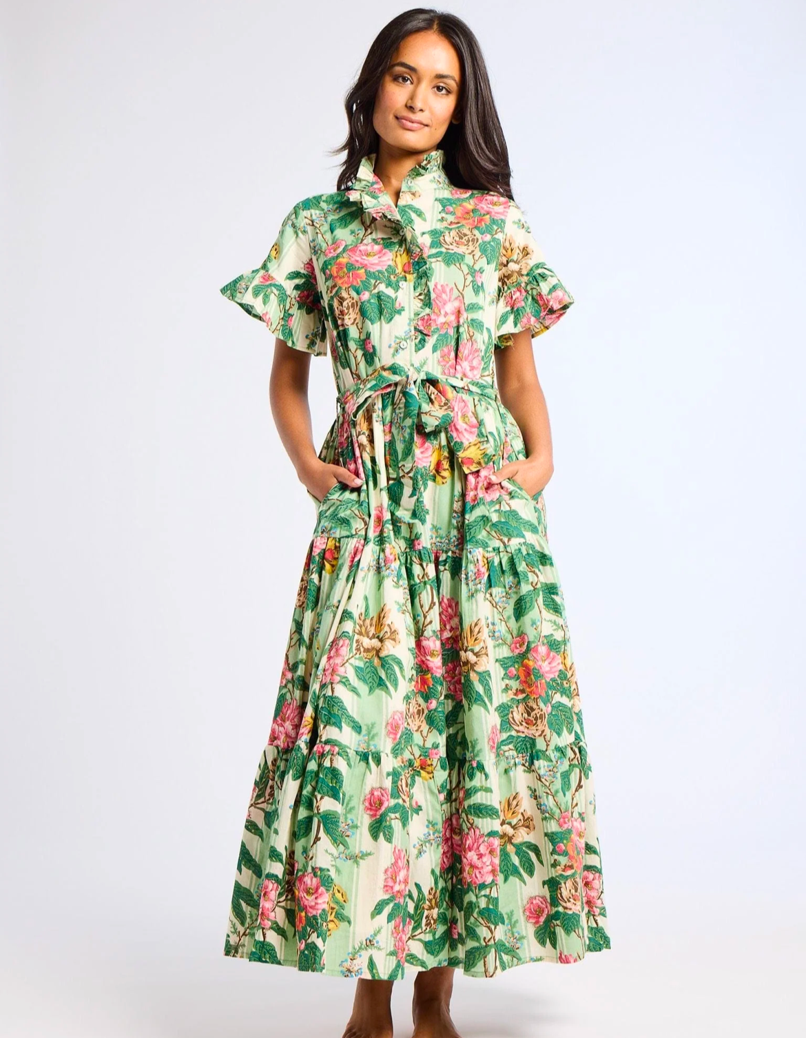 Victoria Dress in Garden Stripe