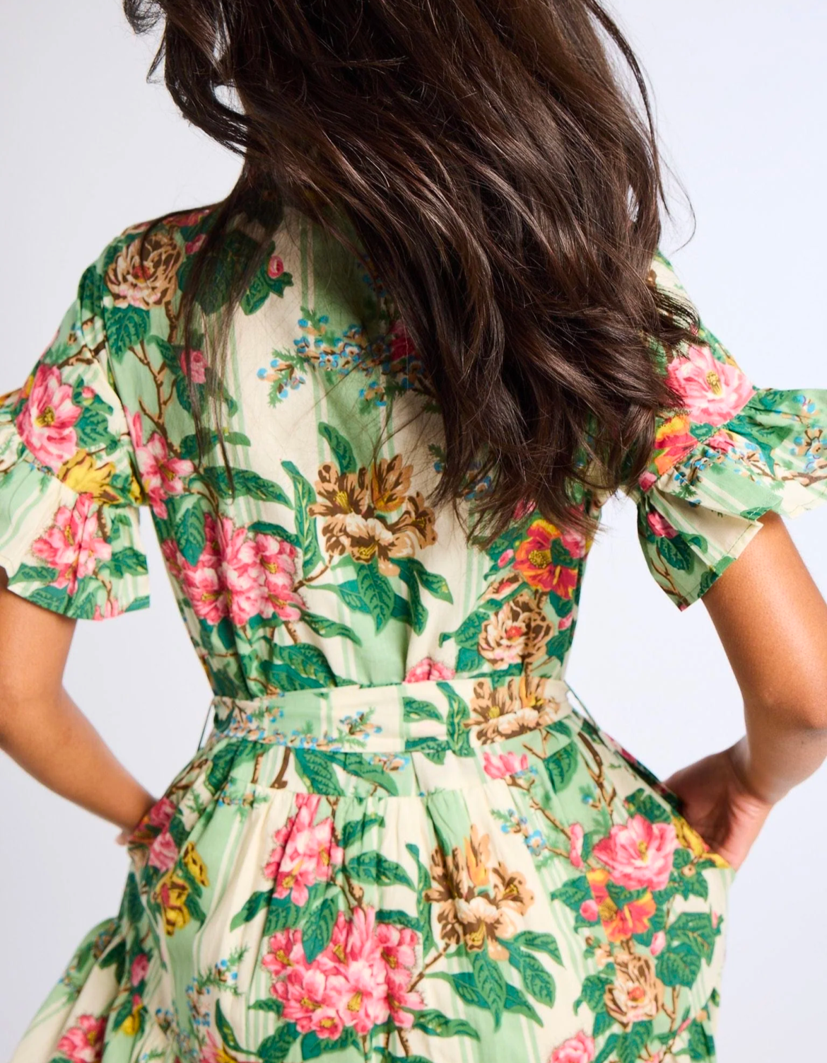 Victoria Dress in Garden Stripe