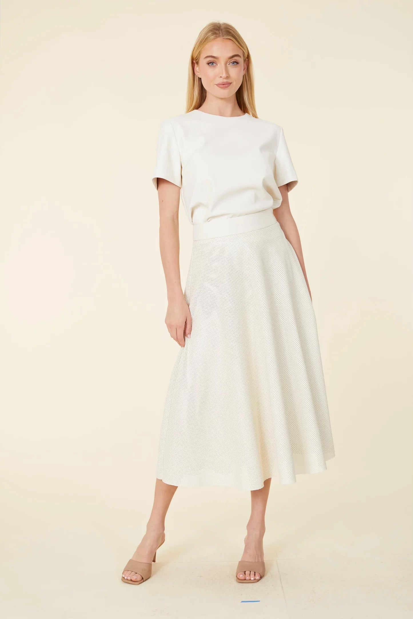 Perforated Skirt in Creme