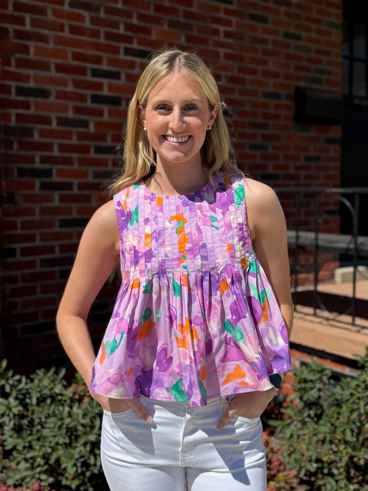 Lilac Dreamscape Pleats Top