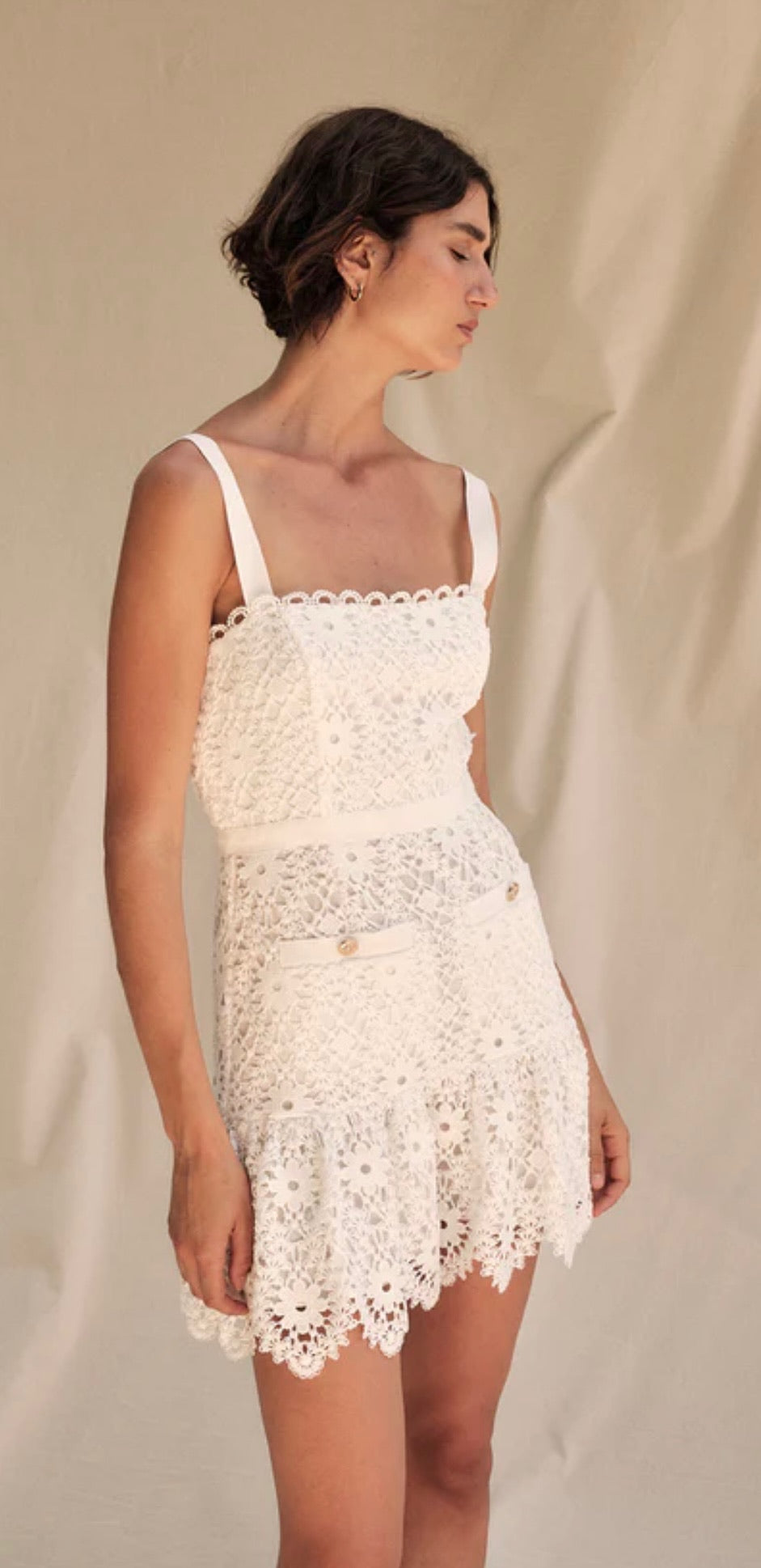 Verena Daisy Intricate Embroidery Mini Dress