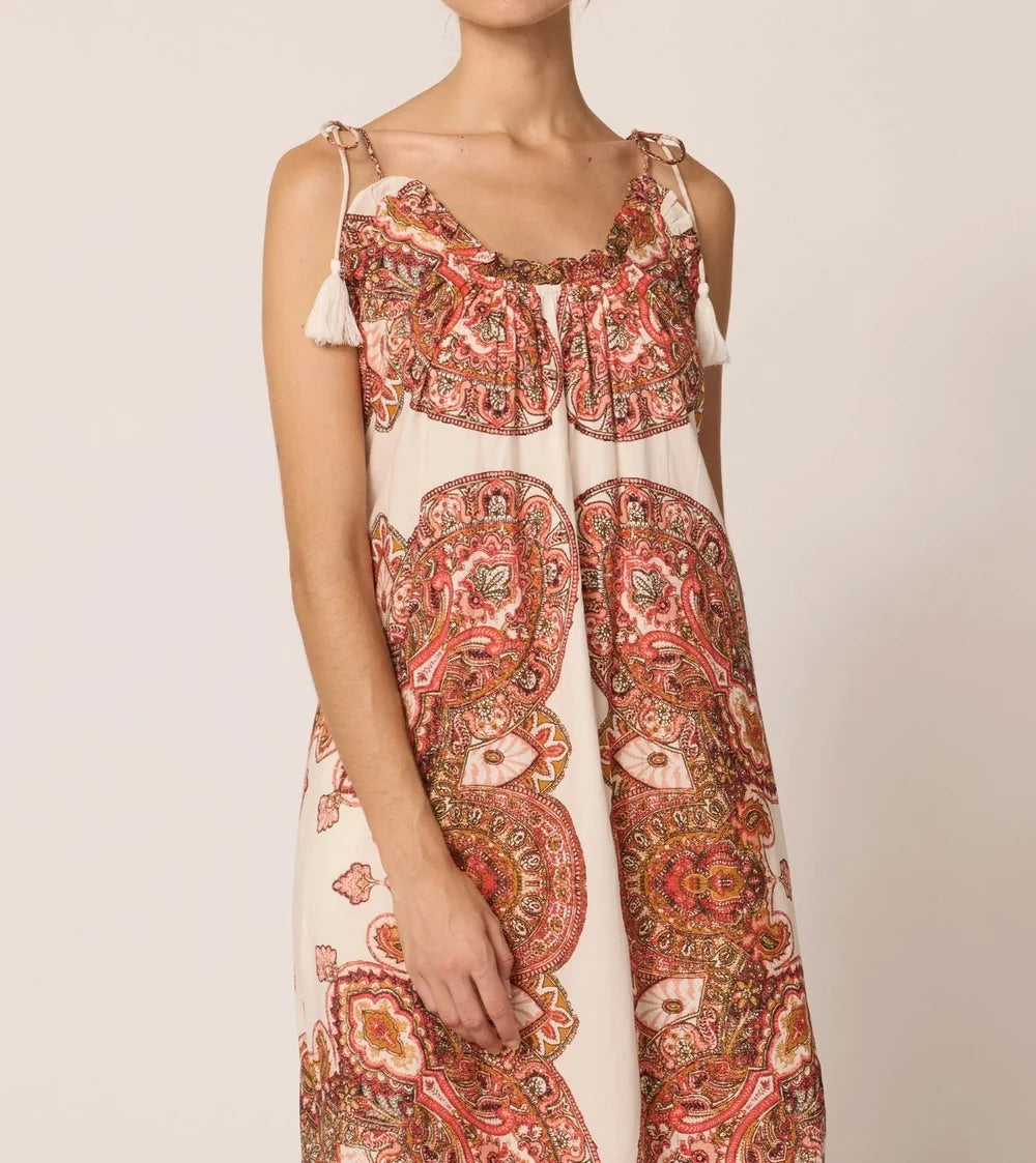 Cindy Ankle Dress in Foulard Paisley Print