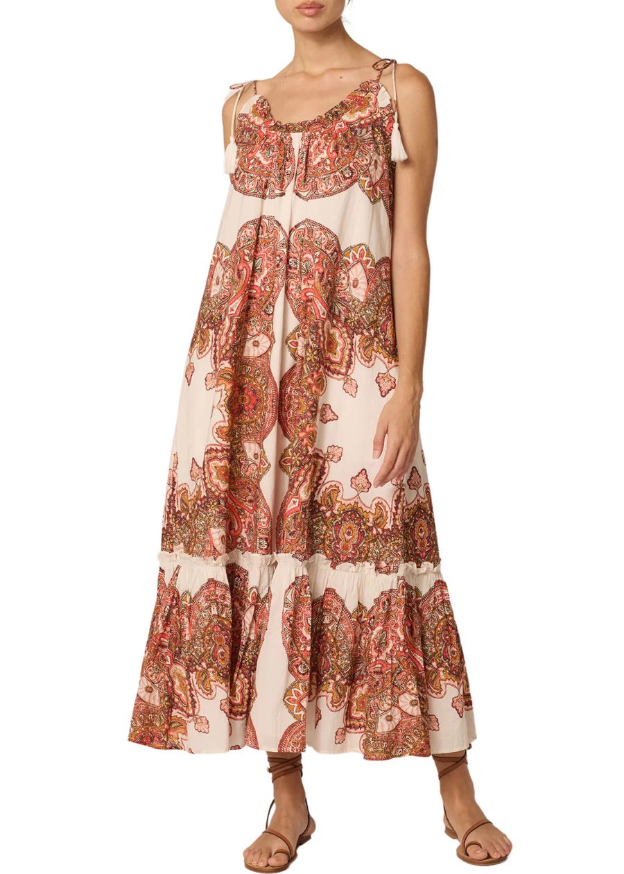 Cindy Ankle Dress in Foulard Paisley Print