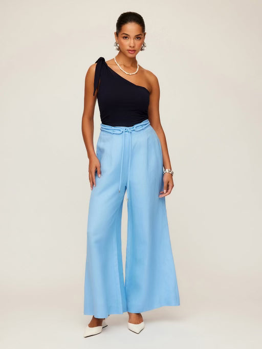 Wide Leg Linen Pants in Lake
