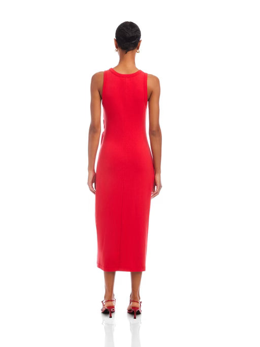 Side Knot Knit Dress in Cherry