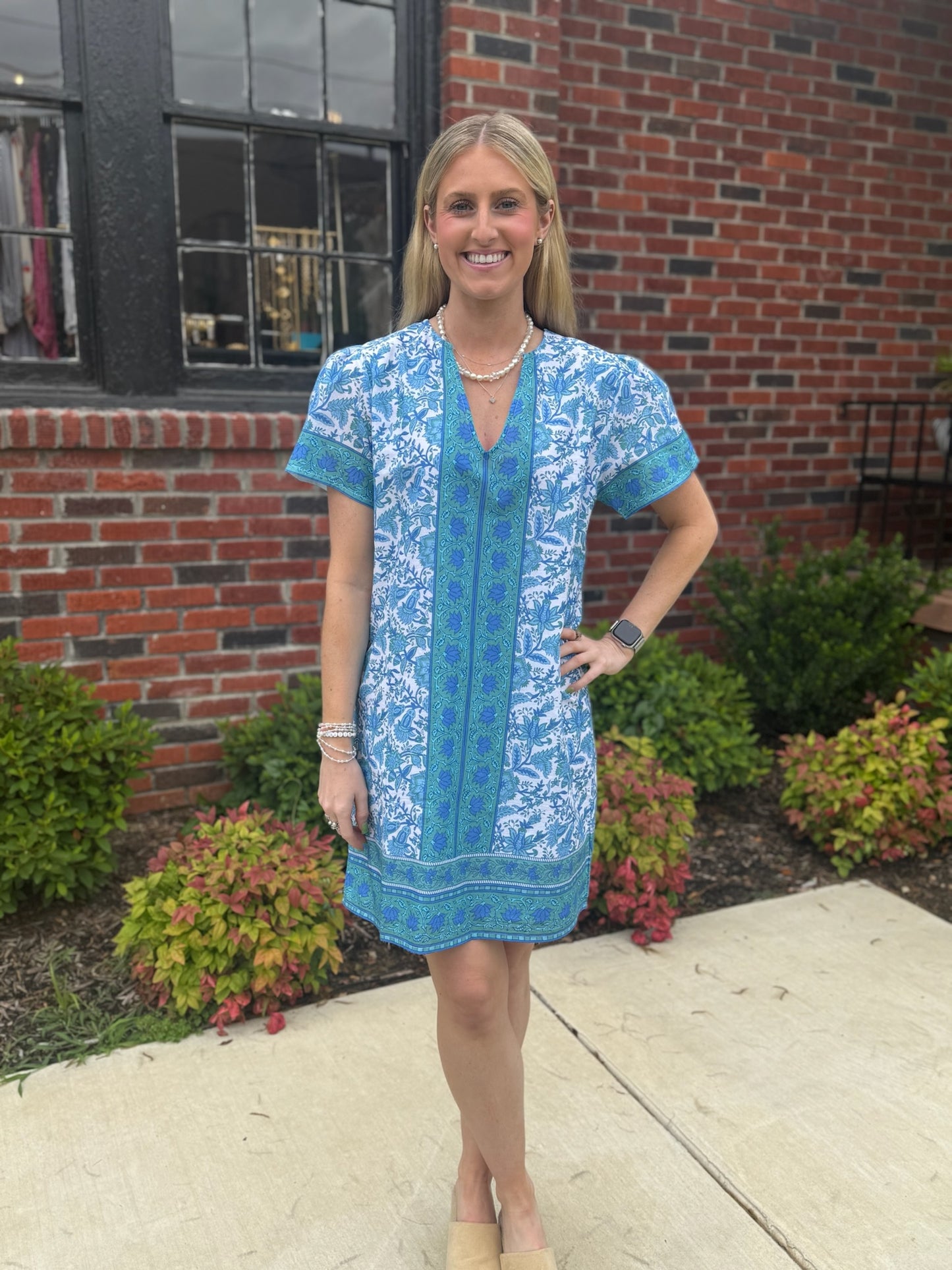 Nola Dress in Blue Garden