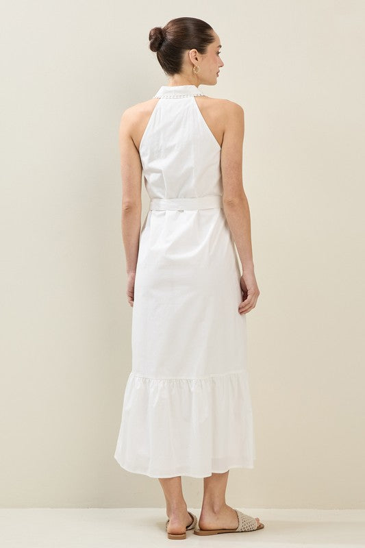 PomPom Detail Maxi Dress in Off White