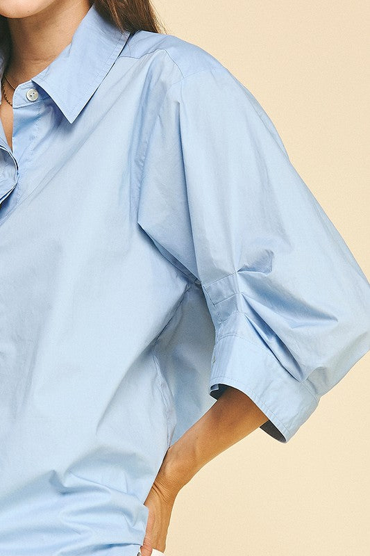 Light Blue Solid Button Down