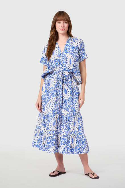 Market Skirt in Steel Paisley
