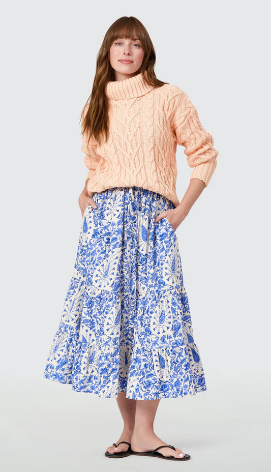 Market Skirt in Steel Paisley