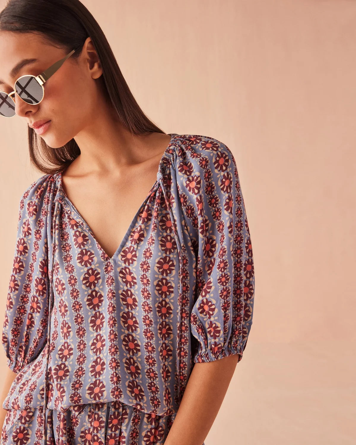 Isla Blouse in Omari Hibiscus