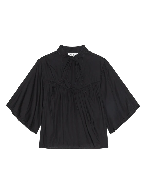 Valerie Tie Neck Top in Jet Black
