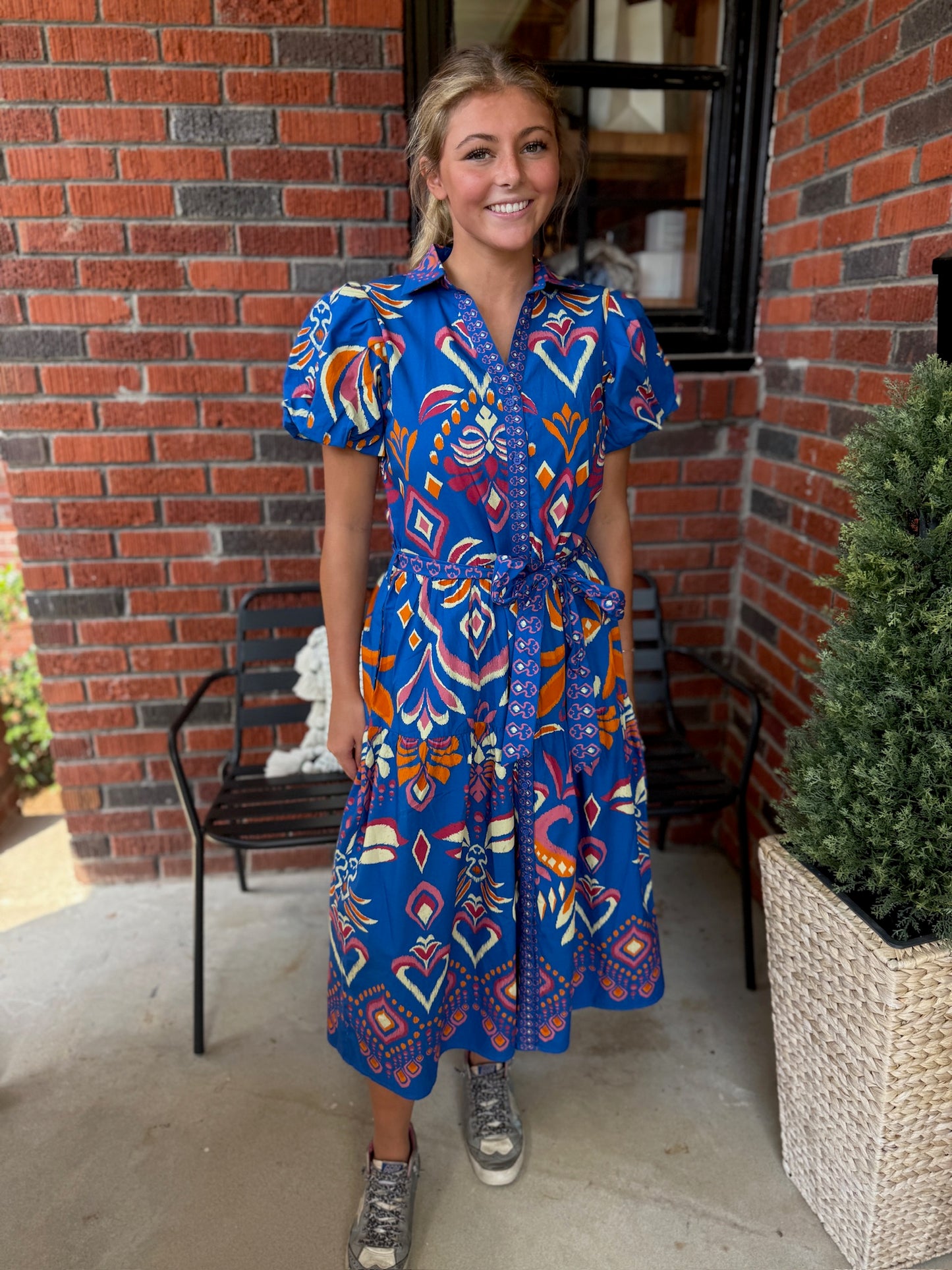 Della Dress in Cobalt Ikat
