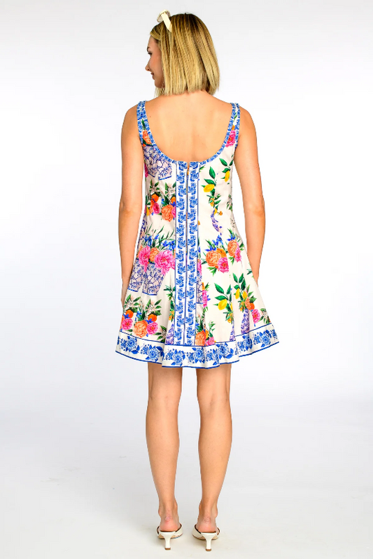 Alice Mini Dress in Ivory Ginger Jars