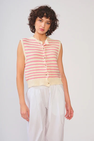 Ama Sweater in Ivory/Pink