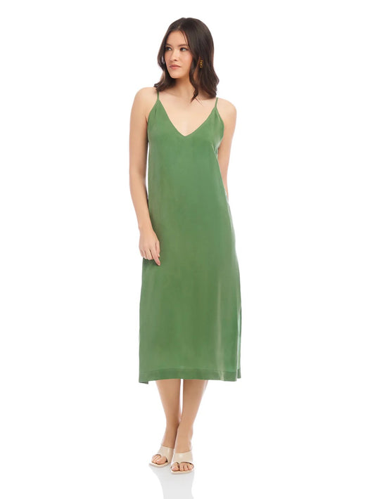 Jordyn Side-Slit Midi Dress in Jade