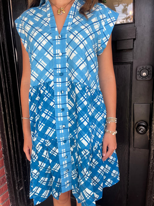 Sadie Dress Royal Plaid