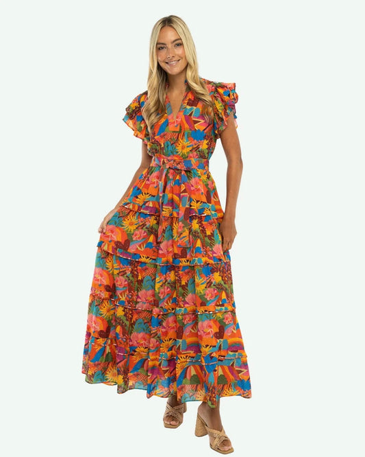 Delilah Maxi Dress in Tangerine