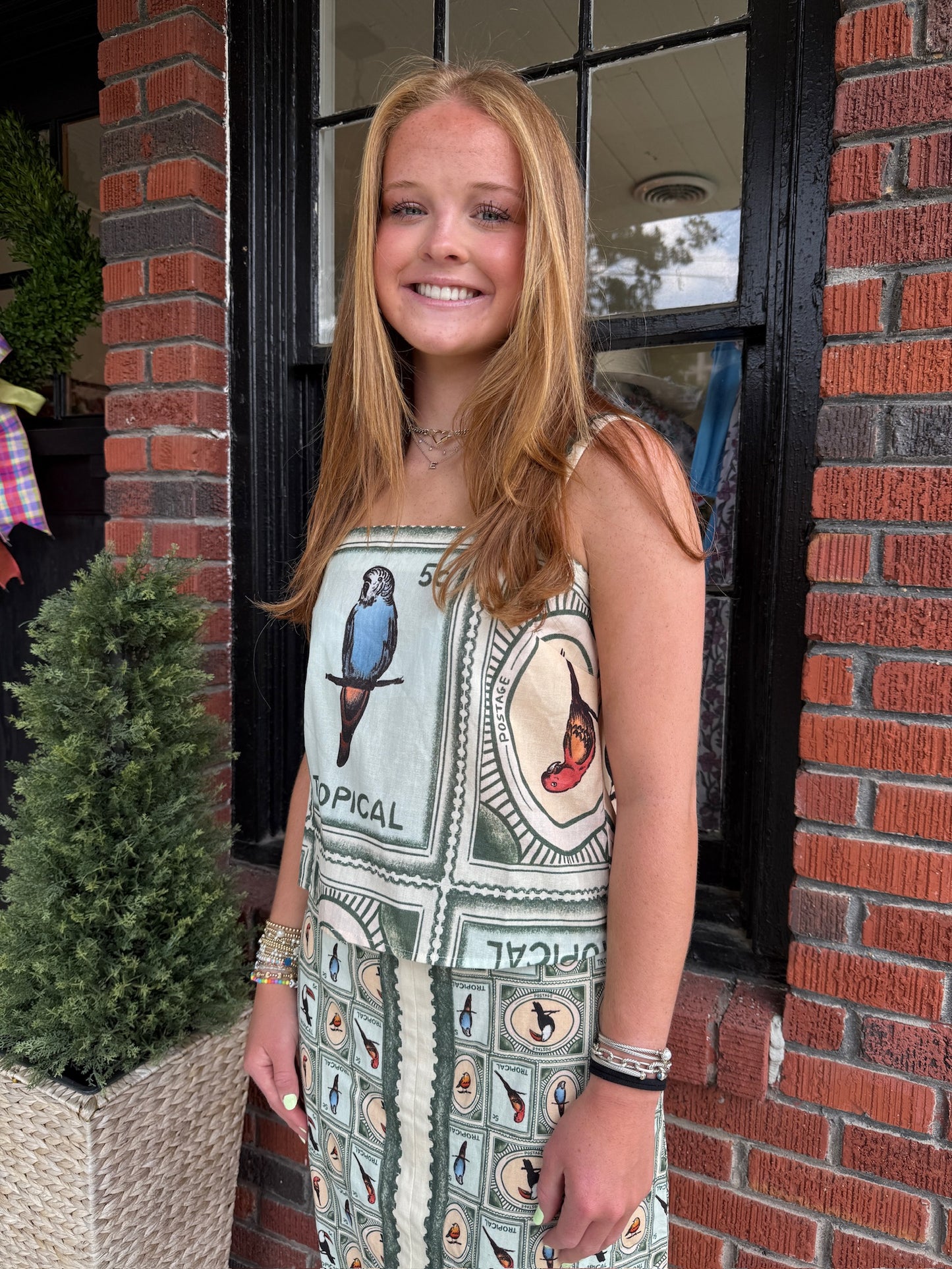 Wells Top in Parakeet Print