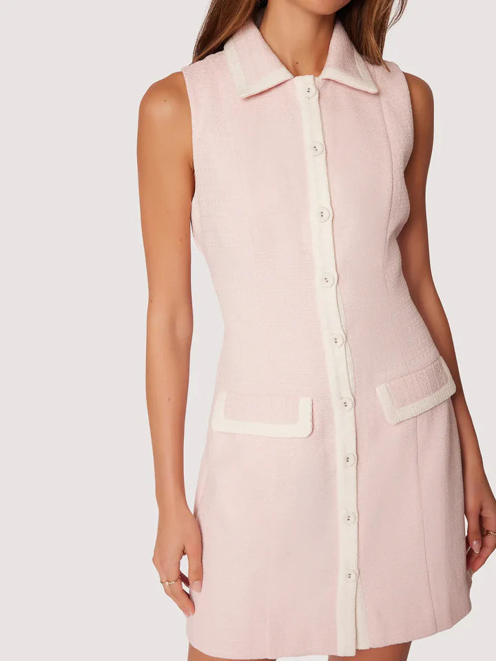 Jackie’s Soirée Button Mini Dress in Pink
