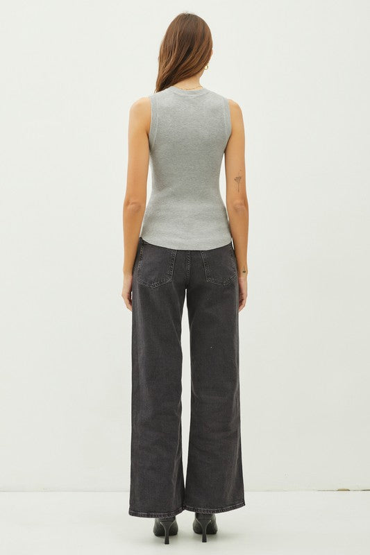 Heather Grey Sleeveless Alice Sweater