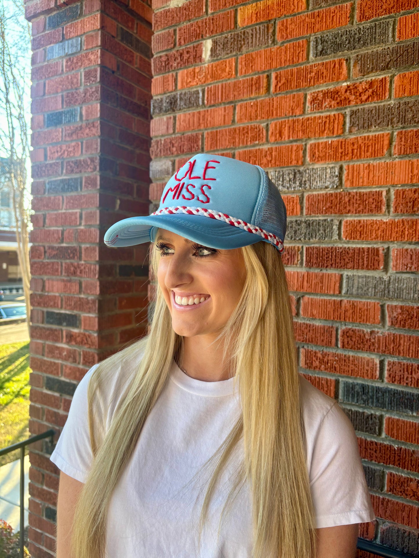 Tipsy Threads Powder Blue Ole Miss Trucker Hat