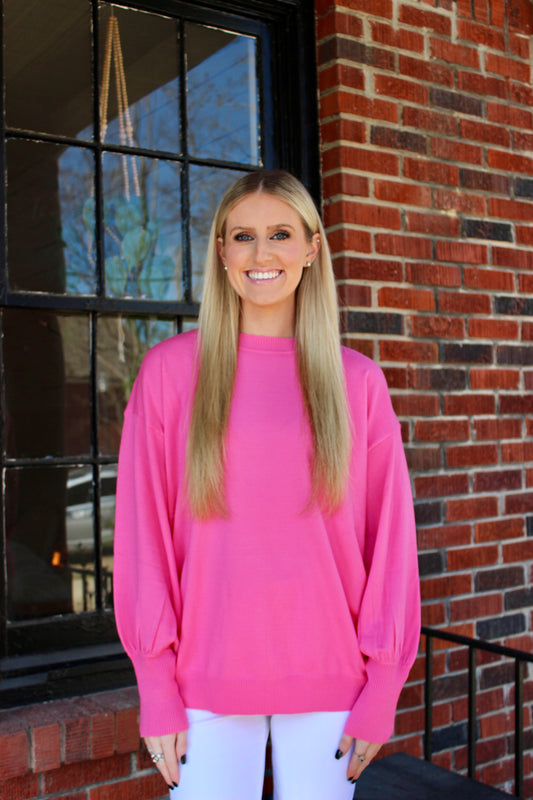 Balloon LS Sweater in Pink