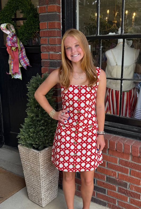 Merritt Dress in Red Trelllis